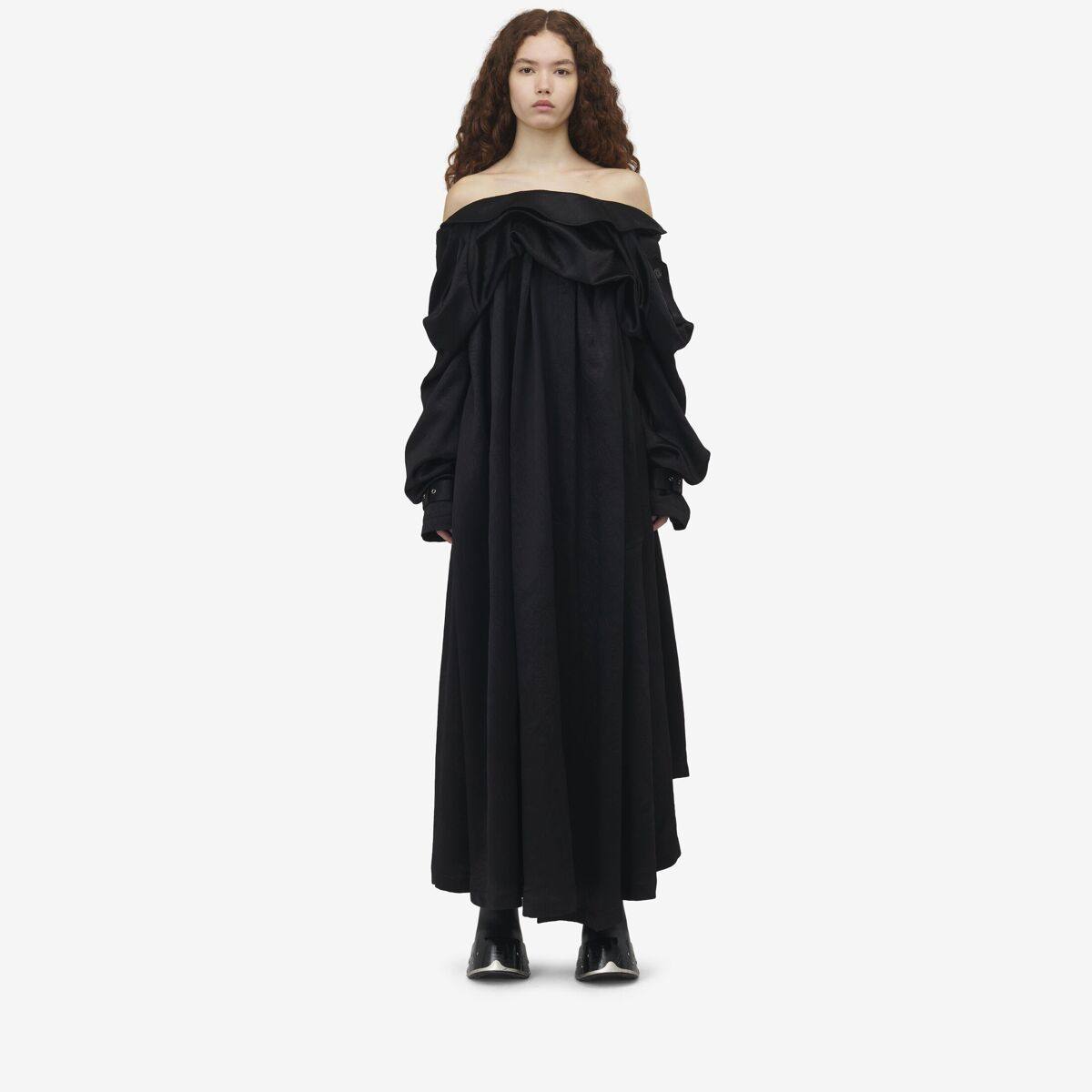 Alexander McQueen Women's Black Smashed Satin Draped Dress - 4 (Acetate)